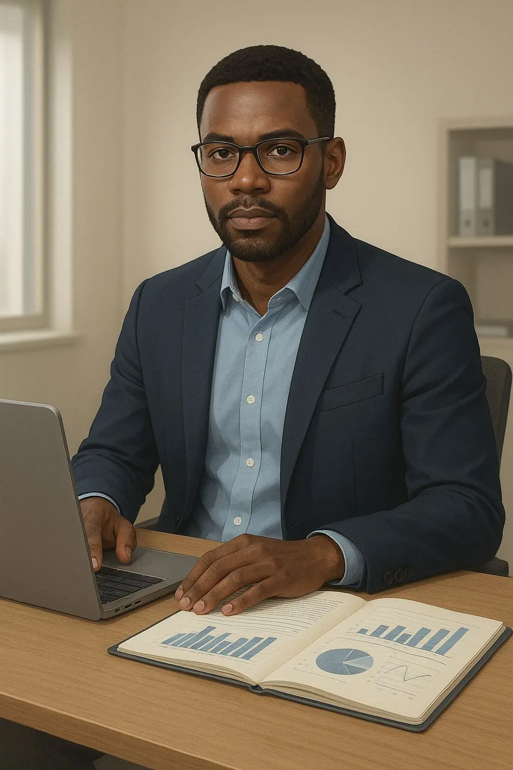 Author Profile Illustration Fictional African market analyst avatar for BetX Ethiopia author section